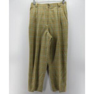 VINTAGE Madeleine Pants 12 Wool Silk Trousers Germany Plaid Pleated